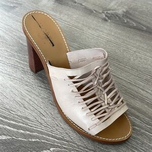 J. CREW MARLOW HUARACHE MULES Leather Light Blush 3.5" Heel Sz 7